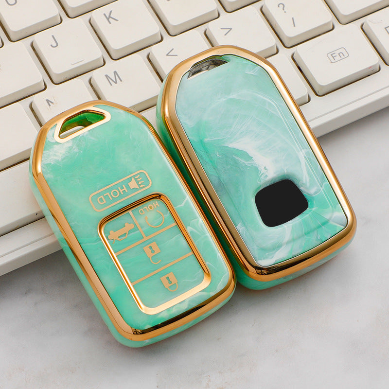 Carsine Honda Car Key Case Gold Inlaid With Jade Green / Key case