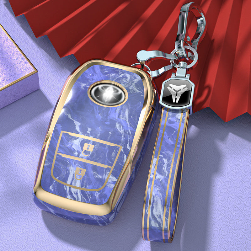 Carsine Toyota Car Key Case Gold Inlaid With Jade Purple / Key case + strap