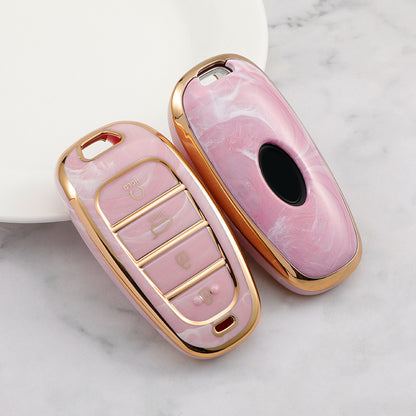 Carsine Hyundai Car Key Case Gold Inlaid With Jade Pink / Key case