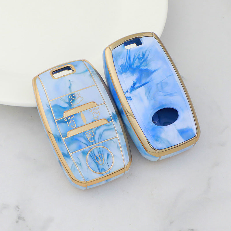 Carsine Kia Car Key Case Gold Inlaid With Jade Blue / Key case