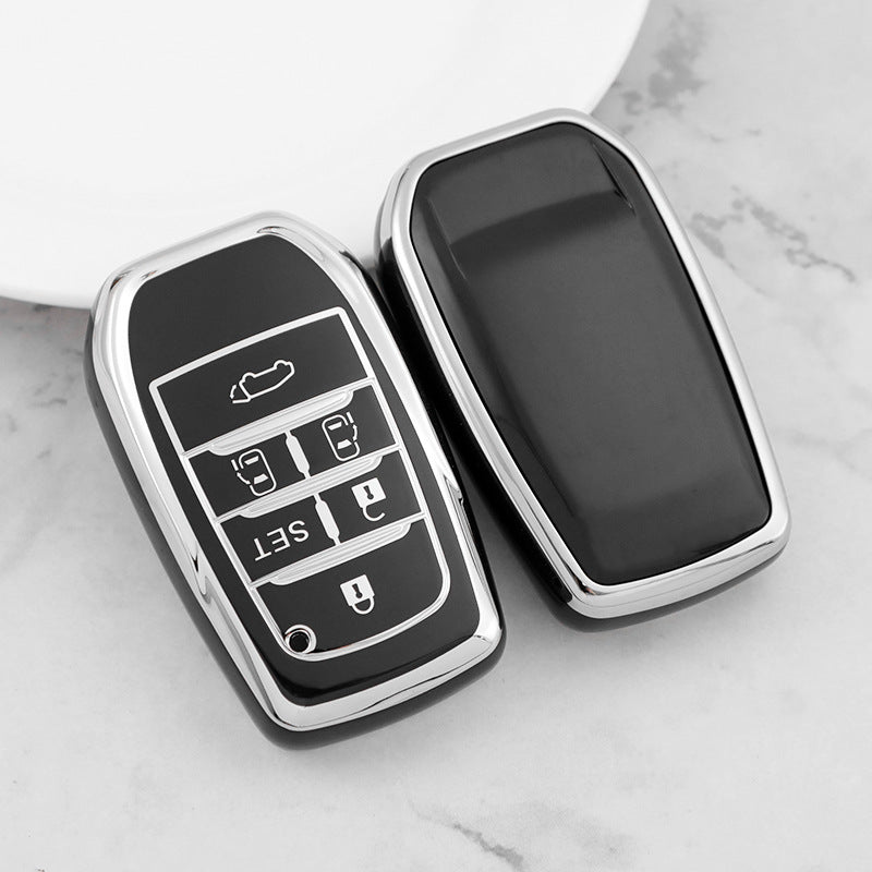 Carsine Toyota Car Key Cover Silver Edge Black / Key case