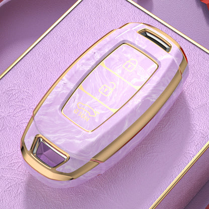 Carsine Hyundai Car Key Case Gold Inlaid With Jade Pink / Key case