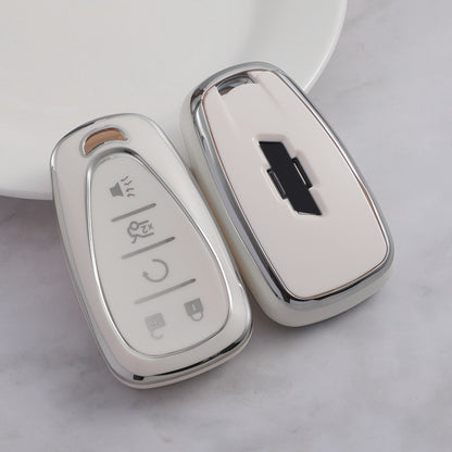 Carsine Chevrolet Car Key Cover Silver Edge White / Key case