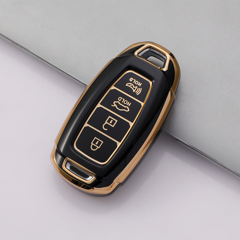 Carsine Hyundai Car Key Case Golden Edge Black / Key case