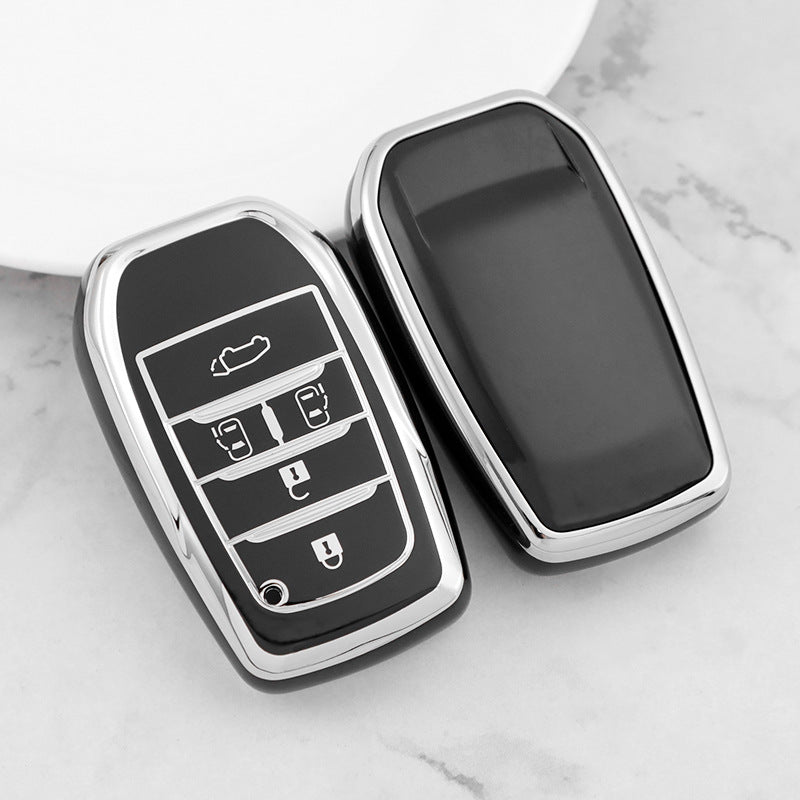 Carsine Toyota Car Key Cover Silver Edge Black / Key case