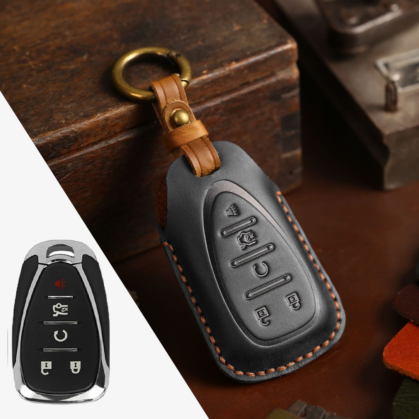 Chevrolet Traverse Malibu Cruze Trax Leather Car Key Cover 2,3,4,5 Button