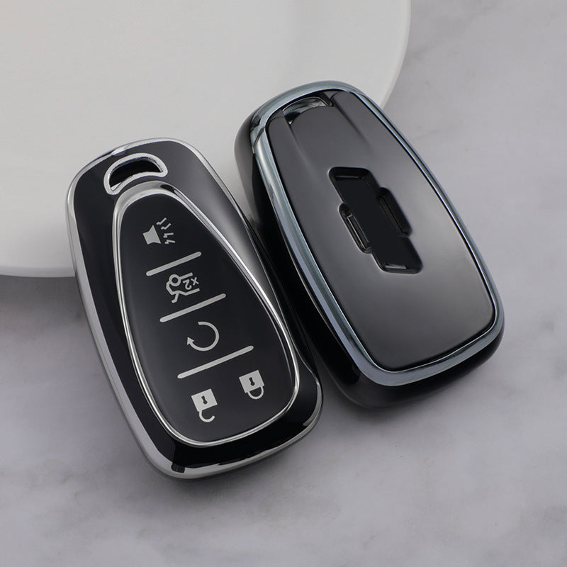 Carsine Chevrolet Car Key Cover Silver Edge Black / Key case