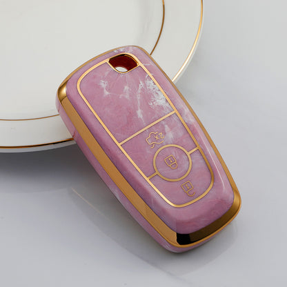 Carsine Ford Car Key Case Gold Inlaid With Jade Pink / Key case