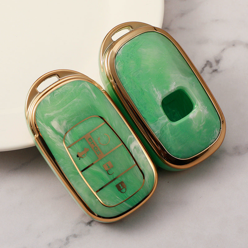 Carsine Honda Car Key Case Gold Inlaid With Jade Green / Key case