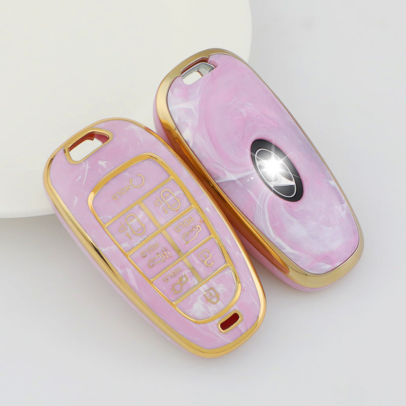 Carsine Hyundai Car Key Case Gold Inlaid With Jade Pink / Key case