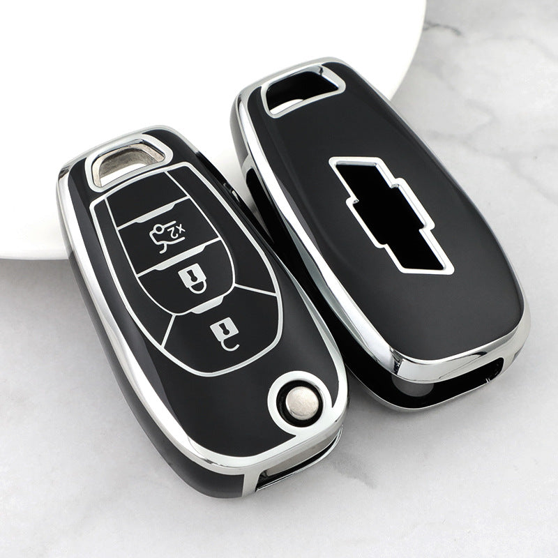 Carsine Chevrolet Car Key Cover Silver Edge Black / Key case