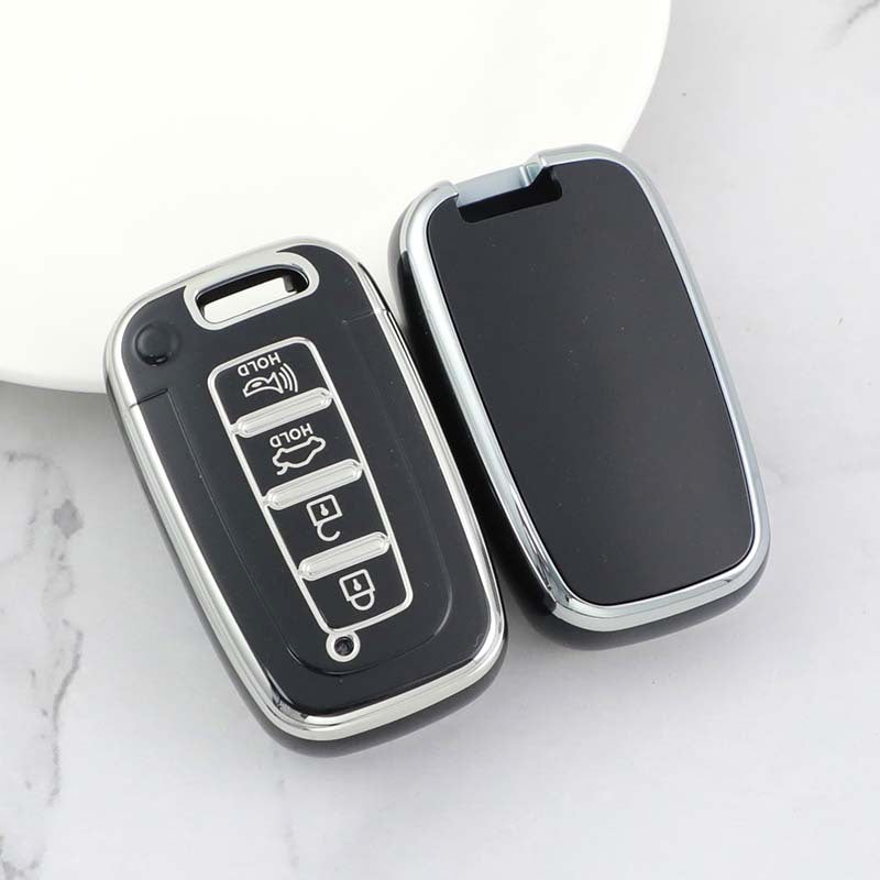 Carsine Kia Car Key Cover Silver Edge Black / Key case