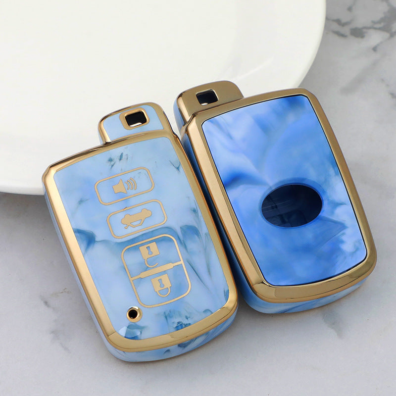 Carsine Toyota Car Key Case Gold Inlaid With Jade Blue / Key case