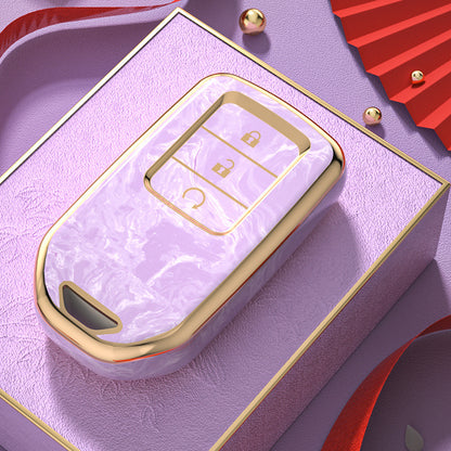 Carsine Honda Car Key Case Gold Inlaid With Jade Pink / Key case