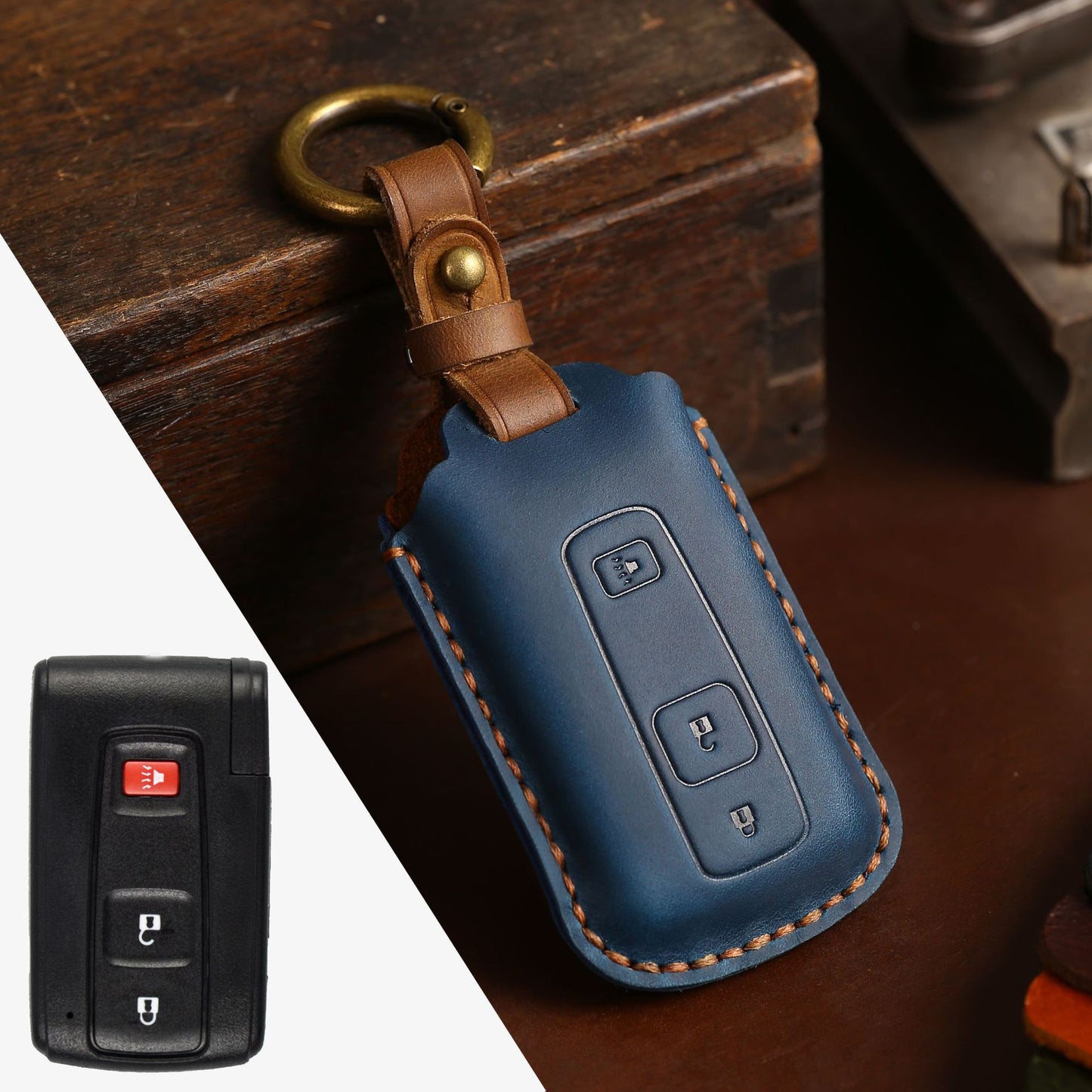 Toyota Crown Leather Car Key Cover 3 Button