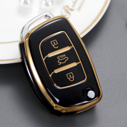 Carsine Hyundai Car Key Case Golden Edge Black / Key case