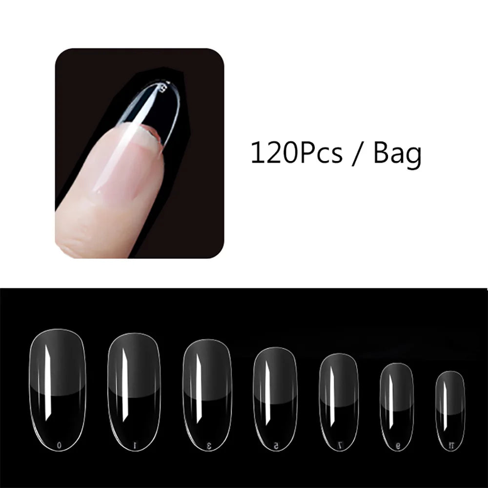 Carsine Matte Press On Nail Tips Soft Full Cover False Nails Oval Almond Sculpted Fake Nail 120pcs/bag 981-120pcs