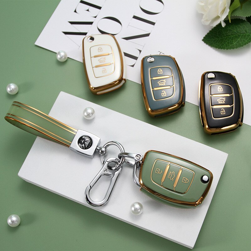 Carsine Hyundai Car Key Case Golden Edge