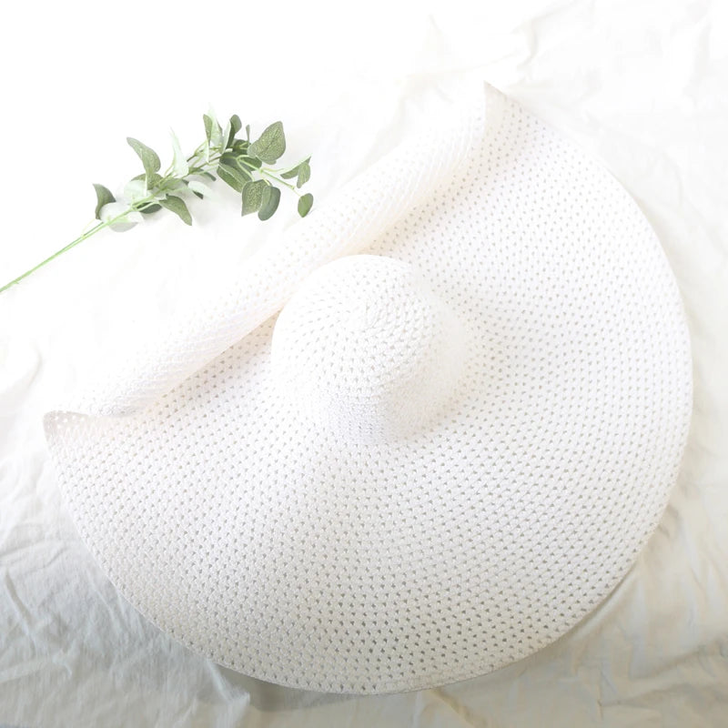 Carsine 70 cm/27 in Oversized Wide Brim Sun Hat Women's white (openwork) / 54-57cm/21-22in