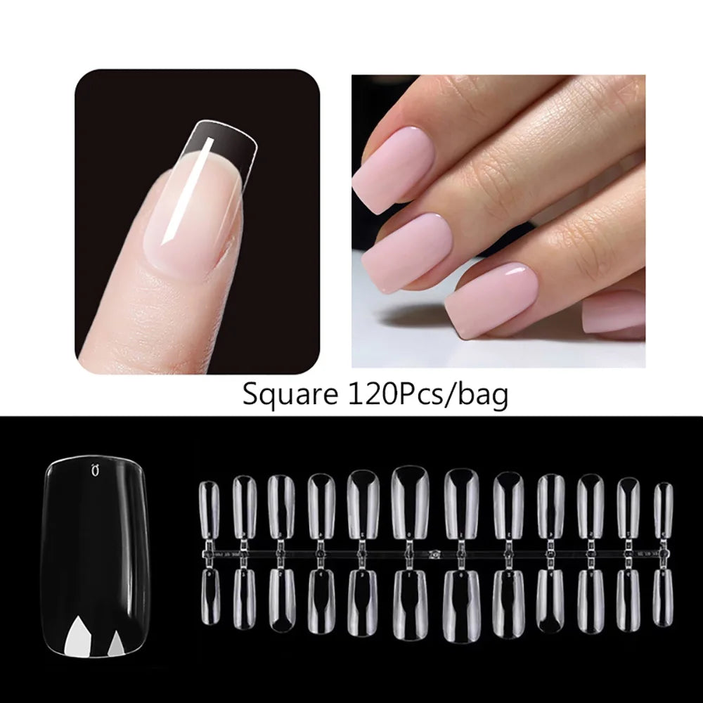 Carsine Matte Press On Nail Tips Soft Full Cover False Nails Oval Almond Sculpted Fake Nail 120pcs/bag 925-120pcs