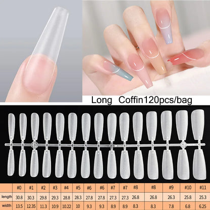 Carsine Matte Press On Nail Tips Soft Full Cover False Nails Oval Almond Sculpted Fake Nail 120pcs/bag