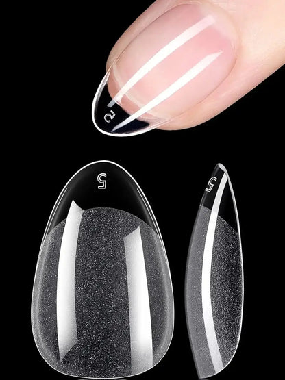 Carsine 120Pcs Nail Tips Extension System Sculpted Full Cover Soft Gel XS Short Fake Nail French Ballerinas Capsules Press On Tips