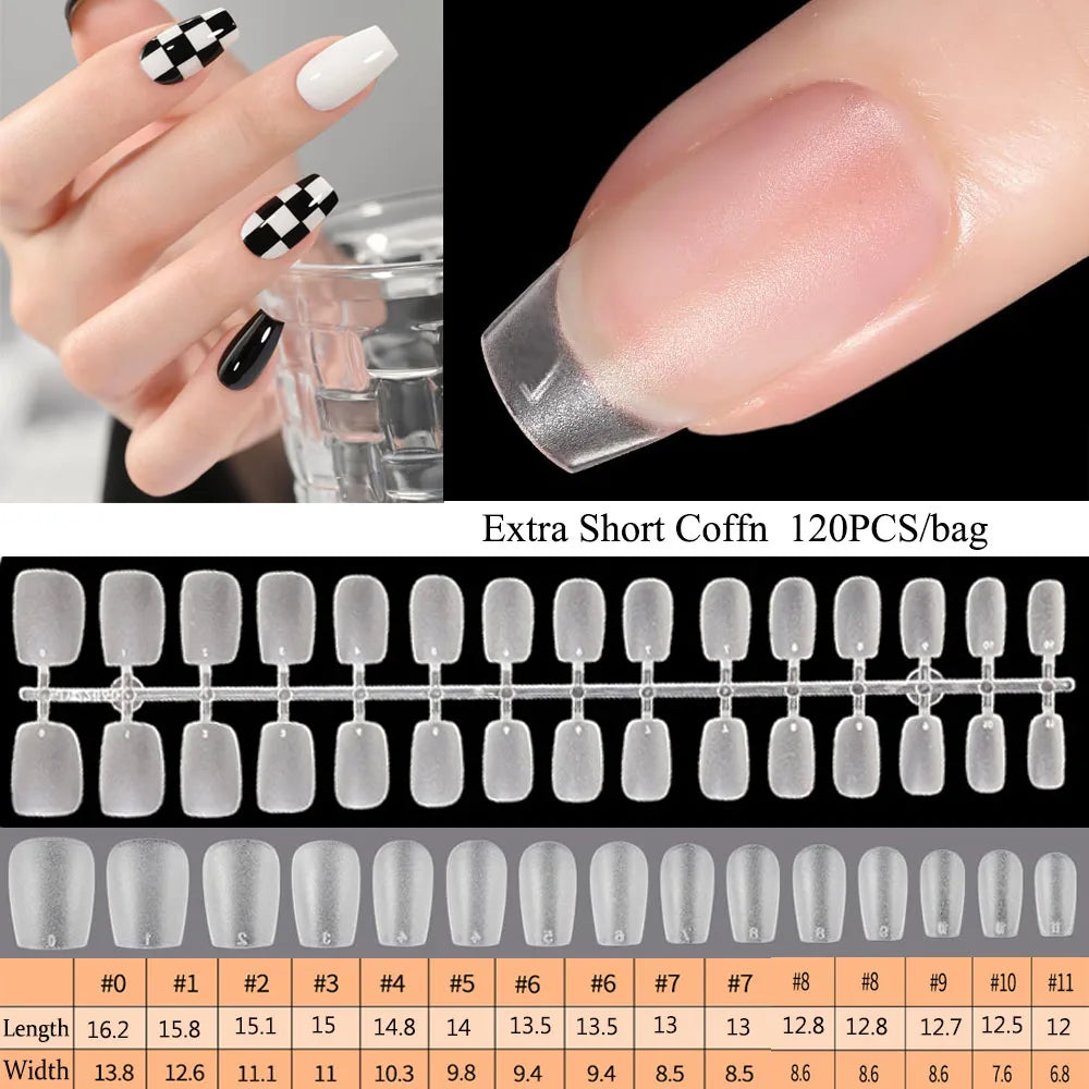 Carsine Matte Press On Nail Tips Soft Full Cover False Nails Oval Almond Sculpted Fake Nail 120pcs/bag 607-120pcs