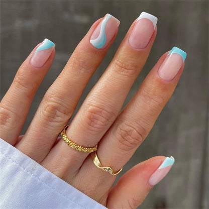 Carsine 24Pcs Gradient Acrylic Fake Nails Art Long Ballet Wearing Nails Fake Press on Nail Tips Full Cover Removable French False Nails PDJ1306-JP1806