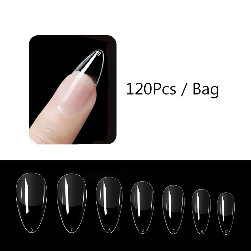 Carsine Matte Press On Nail Tips Soft Full Cover False Nails Oval Almond Sculpted Fake Nail 120pcs/bag 985-120pcs