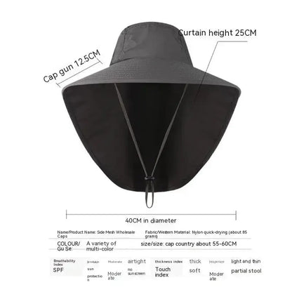 Carsine Wide brim sun hat with neck protection