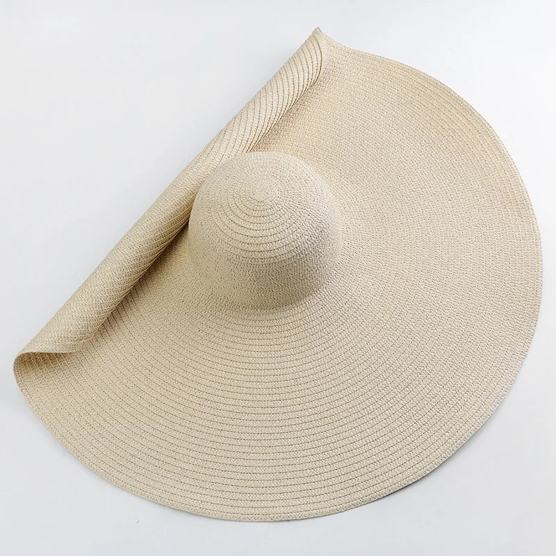 Carsine 70 cm/27 in Oversized Wide Brim Sun Hat Women's beige / 54-57cm/21-22in