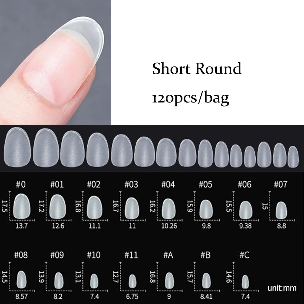 Carsine Matte Press On Nail Tips Soft Full Cover False Nails Oval Almond Sculpted Fake Nail 120pcs/bag 609-120pcs