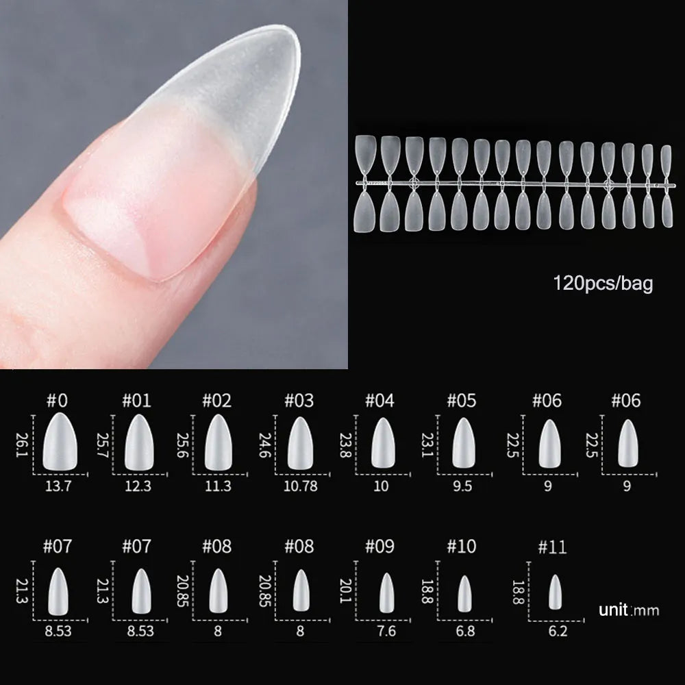 Carsine Matte Press On Nail Tips Soft Full Cover False Nails Oval Almond Sculpted Fake Nail 120pcs/bag 601-120pcs