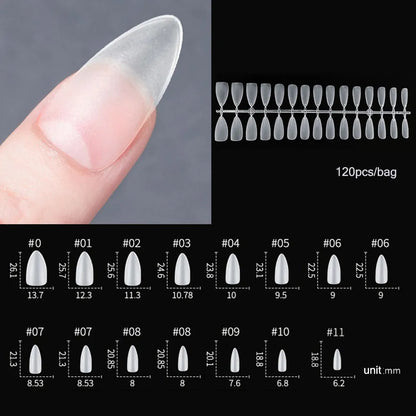 Carsine Matte Press On Nail Tips Soft Full Cover False Nails Oval Almond Sculpted Fake Nail 120pcs/bag 601-120pcs