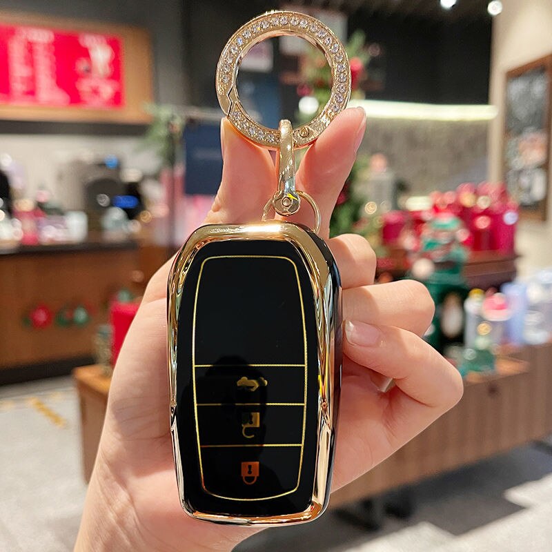 Carsine Toyota Car Key Case Golden Edge Black / Key case + O chain