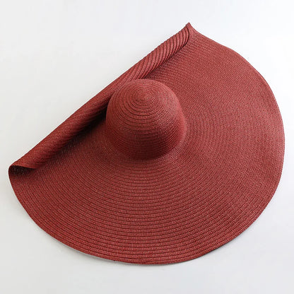 Carsine 70 cm/27 in Oversized Wide Brim Sun Hat Women's wine red / 54-57cm/21-22in