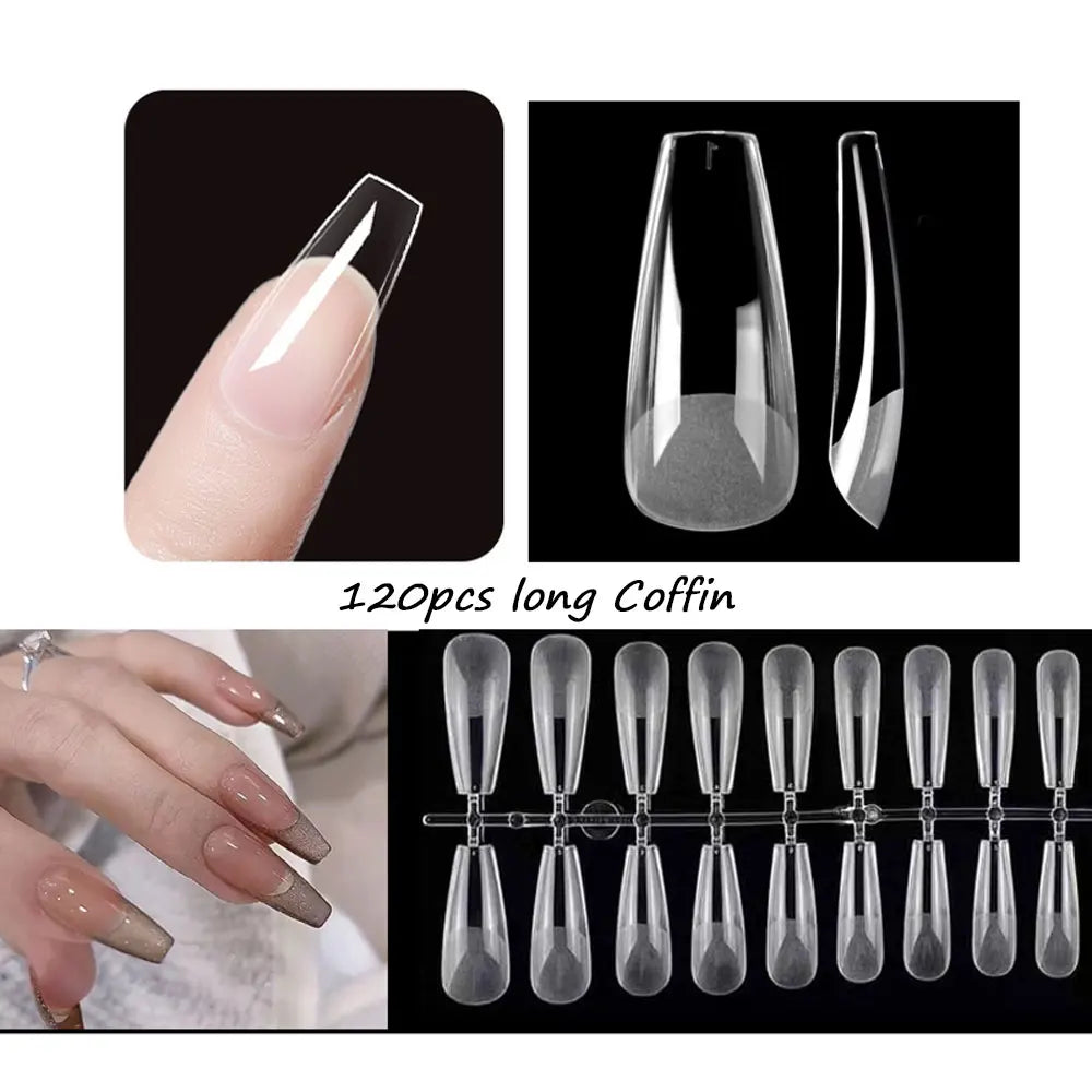 Carsine Matte Press On Nail Tips Soft Full Cover False Nails Oval Almond Sculpted Fake Nail 120pcs/bag 982-120pcs