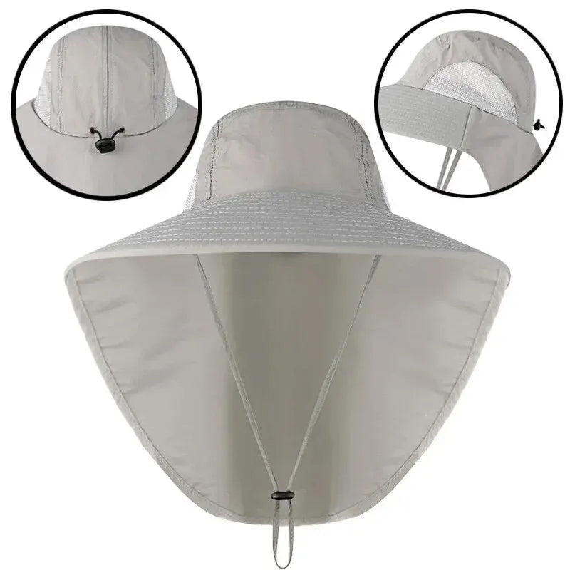 Carsine Wide brim sun hat with neck protection Light gray