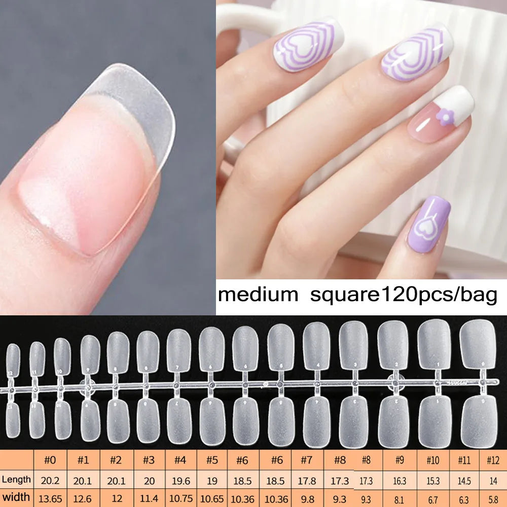 Carsine Matte Press On Nail Tips Soft Full Cover False Nails Oval Almond Sculpted Fake Nail 120pcs/bag 612-120pcs