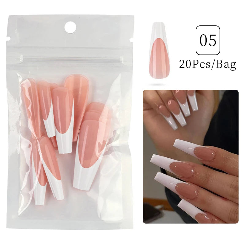 Carsine 24pcs Sweet Summer Fake Nails Patches Pink Glitter Nude Press on Nails Women Wearable Nail Art Stickers Full Finished False Nail FH05