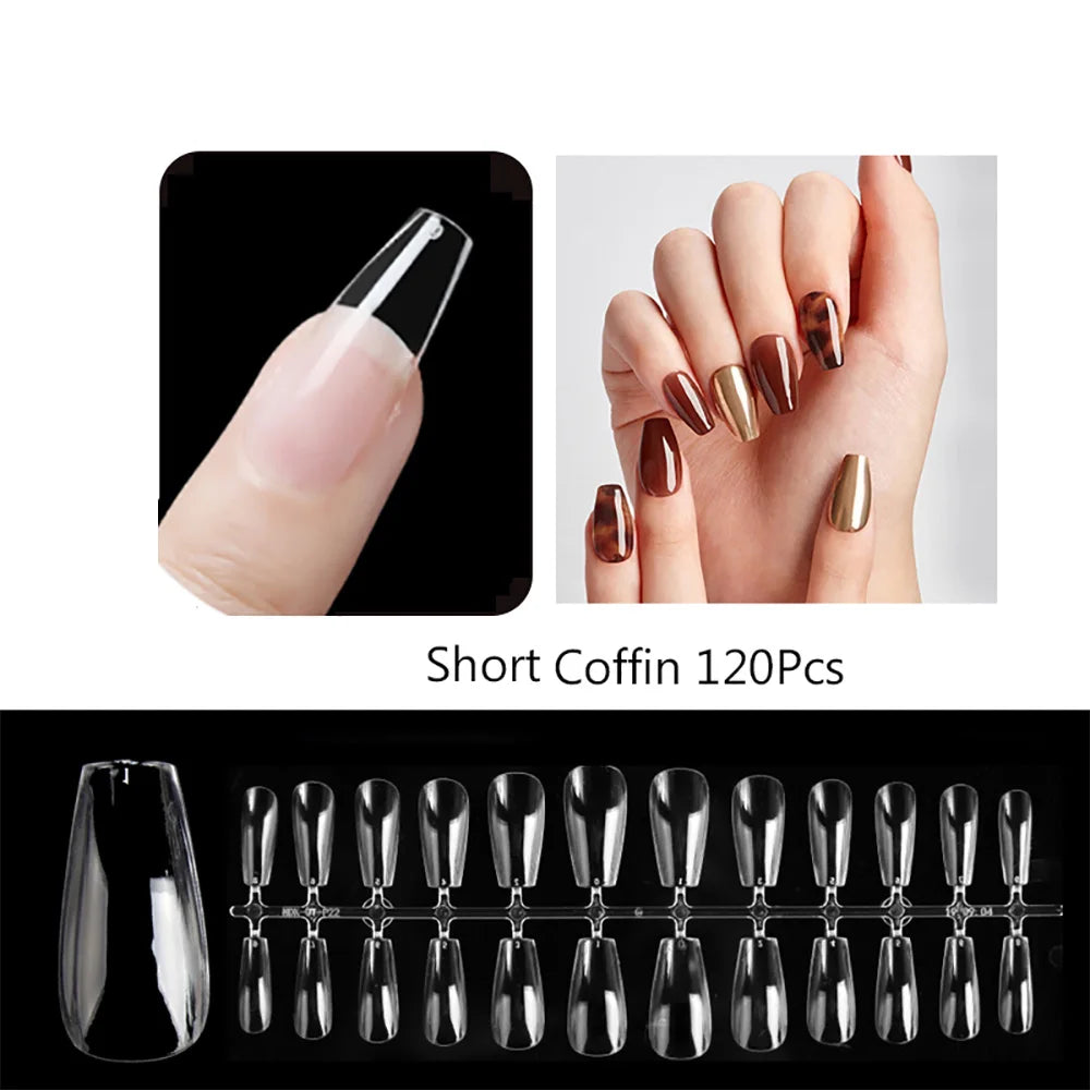 Carsine Matte Press On Nail Tips Soft Full Cover False Nails Oval Almond Sculpted Fake Nail 120pcs/bag 915-120pcs