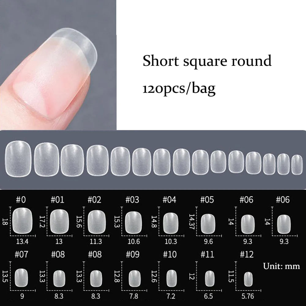 Carsine Matte Press On Nail Tips Soft Full Cover False Nails Oval Almond Sculpted Fake Nail 120pcs/bag 611-120pcs