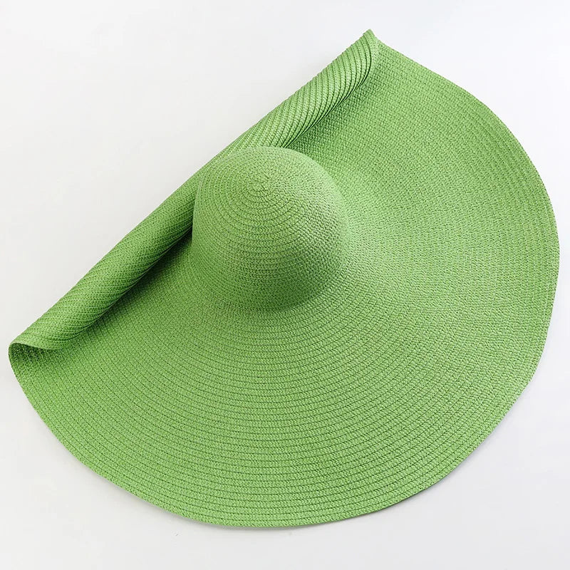 Carsine 70 cm/27 in Oversized Wide Brim Sun Hat Women's green / 54-57cm/21-22in