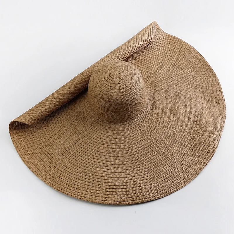 Carsine 70 cm/27 in Oversized Wide Brim Sun Hat Women's khaki / 54-57cm/21-22in