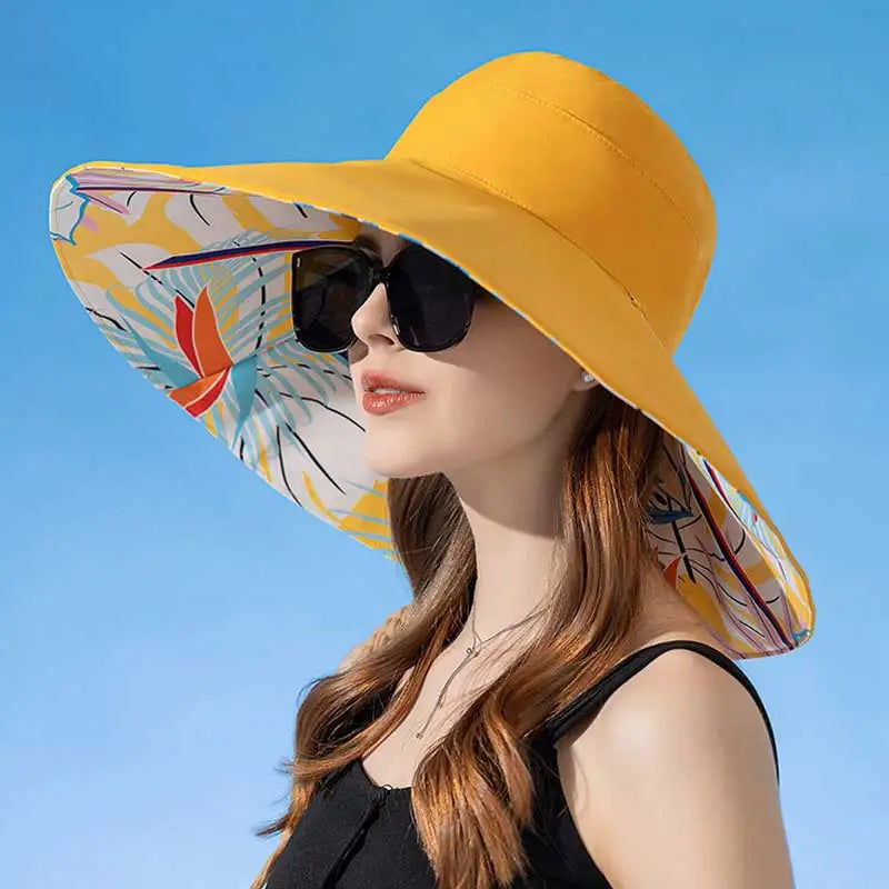 Carsine 18 cm/7 in Oversized Wide Brim Sun Hat Women's