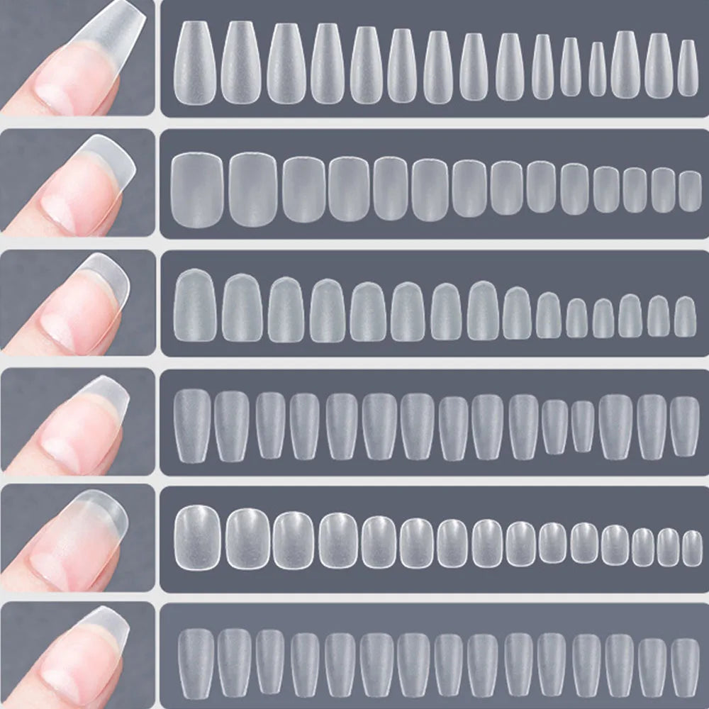 Carsine Matte Press On Nail Tips Soft Full Cover False Nails Oval Almond Sculpted Fake Nail 120pcs/bag