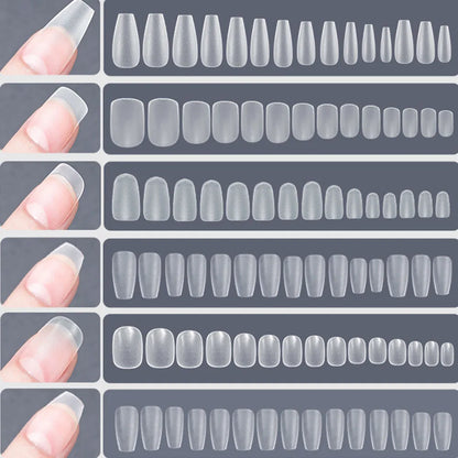 Carsine Matte Press On Nail Tips Soft Full Cover False Nails Oval Almond Sculpted Fake Nail 120pcs/bag