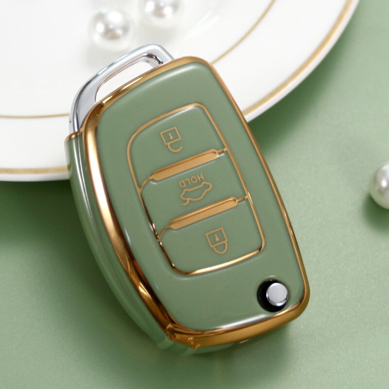 Carsine Hyundai Car Key Case Golden Edge Green / Key case