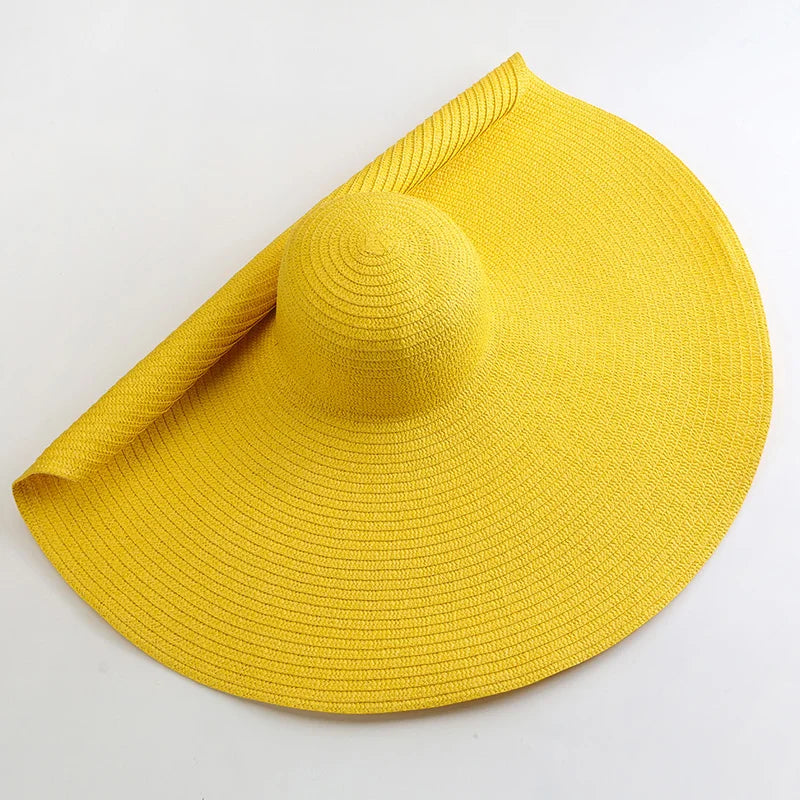 Carsine 70 cm/27 in Oversized Wide Brim Sun Hat Women's yellow / 54-57cm/21-22in