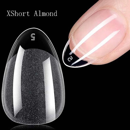 Carsine 120Pcs Nail Tips Extension System Sculpted Full Cover Soft Gel XS Short Fake Nail French Ballerinas Capsules Press On Tips XS Almond